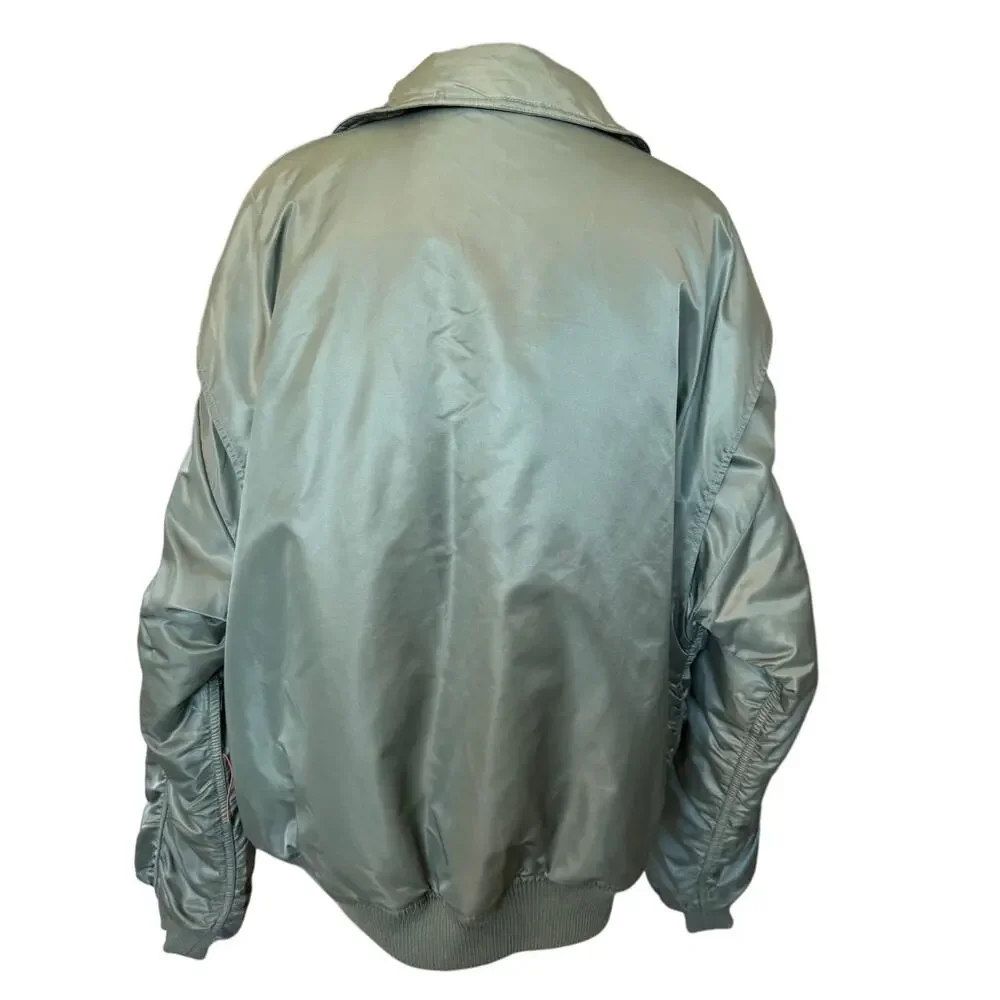 New ~ TOPSHOP Nordstrom Reversible Collared Nylon Bomber Jacket Size 4-6 green